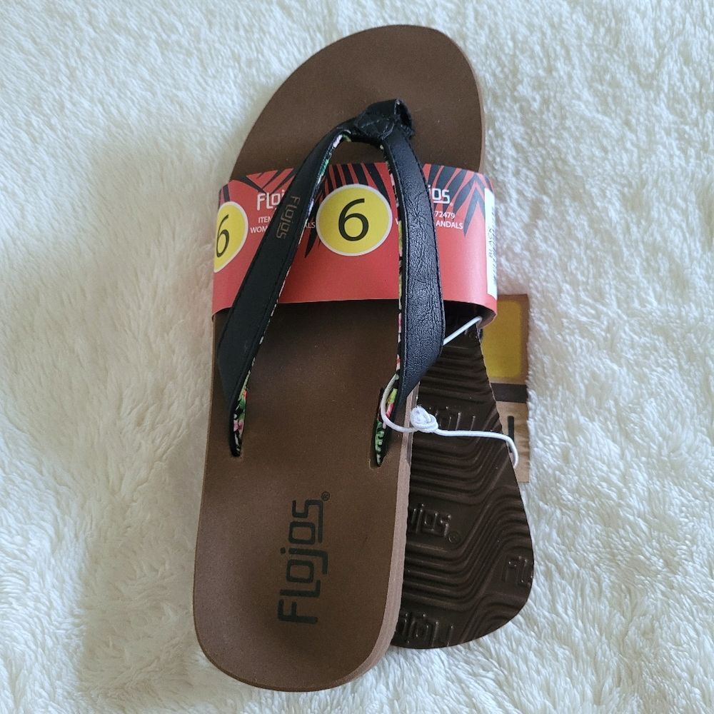 Flojos Women's Flip Flops in Black🖤 Size 6 - NWT - Picture 4 of 16